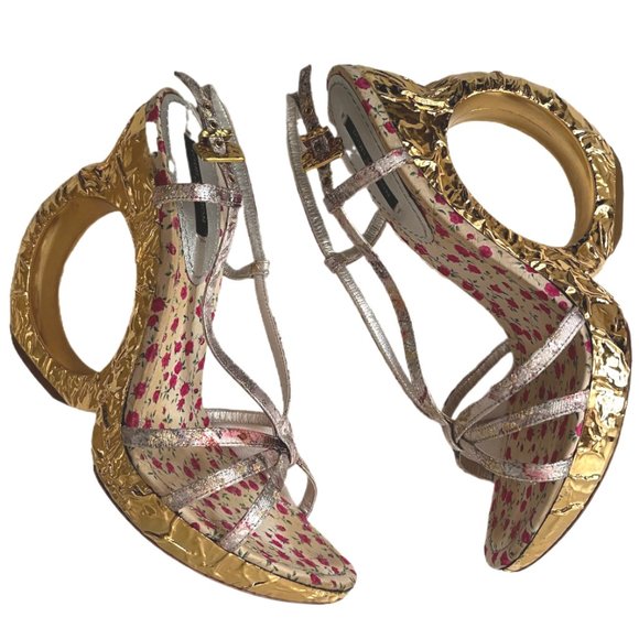 Louis Vuitton Floral Feerique Morganne Sandals Ring Heels Size 36 (US Size 6) - Picture 2 of 16